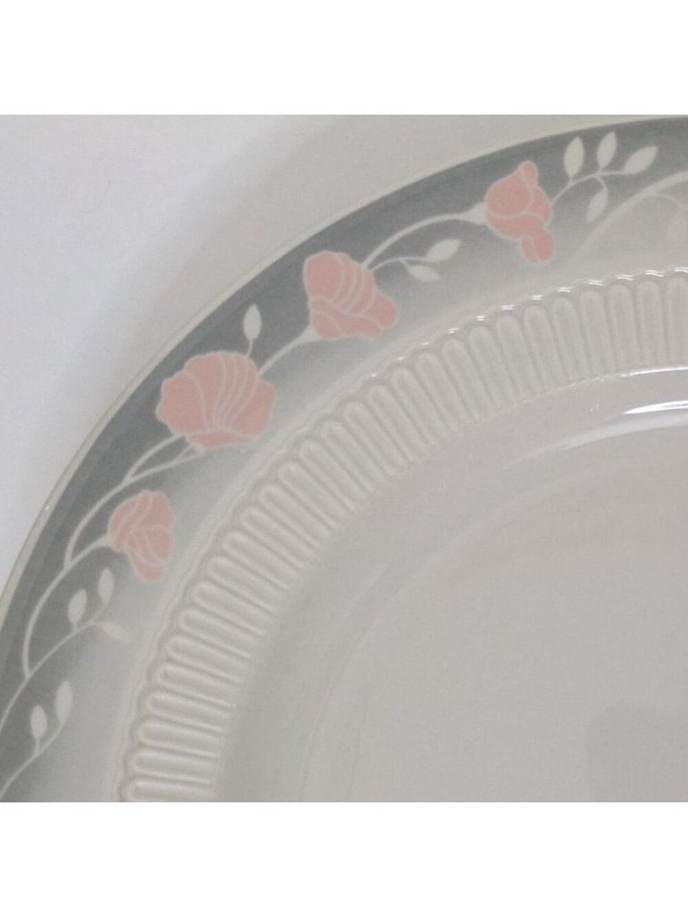 Syracuse China Pair Floral Gray Pink Plate Set Vintage Collectible Tableware